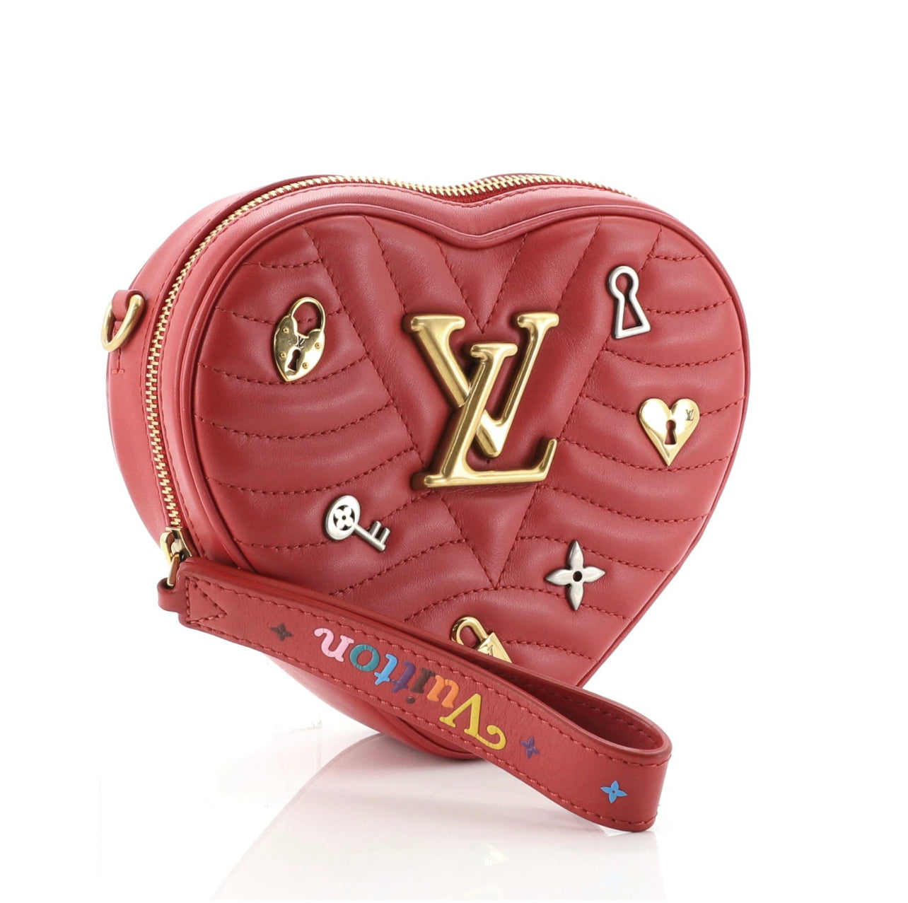 Louis Vuitton New Wave Heart Crossbody Bag Quilted Leather Black